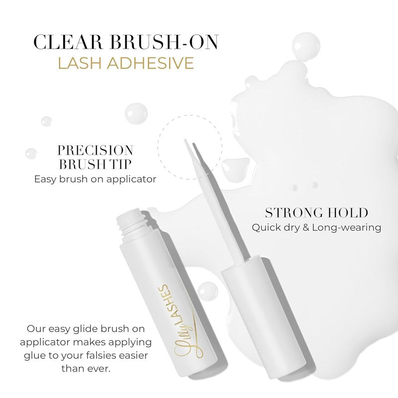 Lilly Lashes Clear Eyelash Glue - Brush-On Latex-Free Adhesive for False & Natural Lashes
