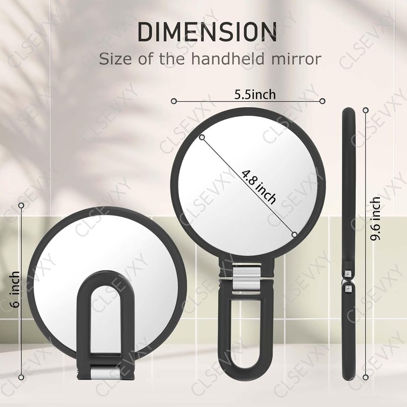 CLSEVXY Double-Sided Handheld Magnifying Mirror - 1X & 15X Magnification | Travel-Friendly & 360° Rotating Design