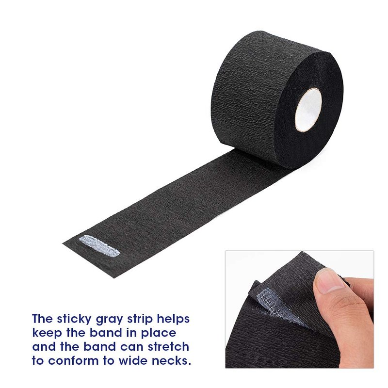 Disposable Paper Barber Neck Strips - 5 Rolls 500 Strips Black Professional Stretchy Paper Neck Band for Salon Haircut Styling