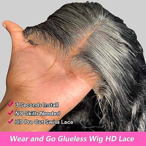 Metamuclia Wear and Go Glueless Wig Water Wave Wigs Human Hair Pre Plucked Pre Cut Lace 180 Density 4X4 HD Lace Closure Wigs for Women Upgraded No Glue Wet and Wavy Lace Front Wigs with Baby Hair 18"