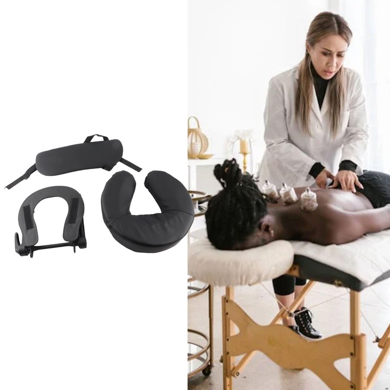 Massage Table Face Cradle & Cushion, Massage Face Cradle Beauty Bed Headrest Cradle U Shape Adjustable Folding Massage Table Face Cradle Pillow Massage Pillow Face Down for Beauty Salon Black