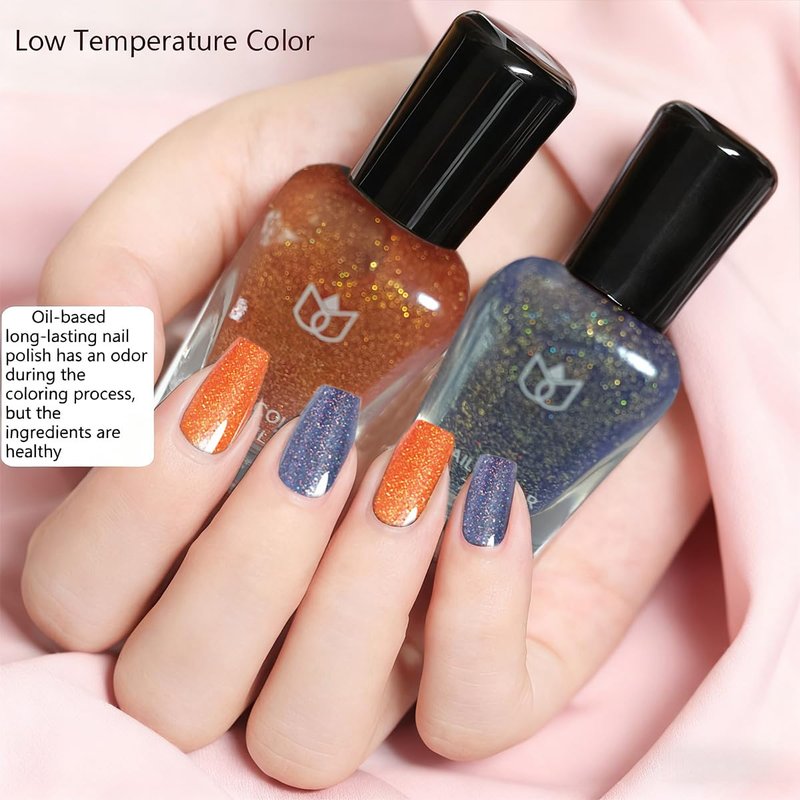 Rowcay 6 Pcs Color Changing Nail Polish Set, Classic Colors Quick Dry Nail Polish Kit 0.24 oz Finger Nail Color Pack Glossy Toenail Polish, Temperature Polish for Women and Girls