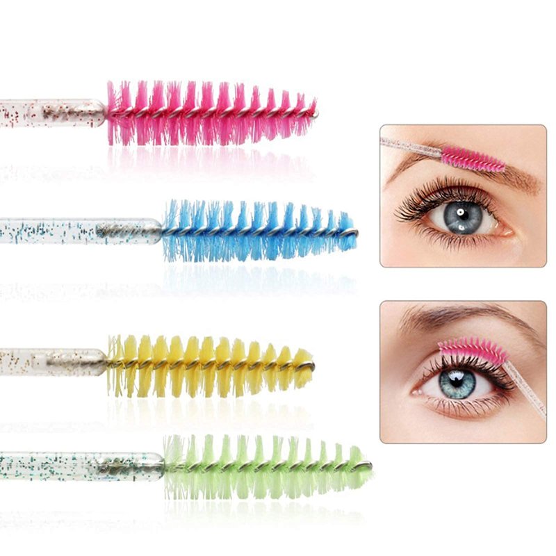 i-Laesh Crystal Mascara Sticks, Disposable Eyebrow Eyelash Brushes for Eyelash Extensions, Eyelash Makeup Tool, Pack of 100 (Black)