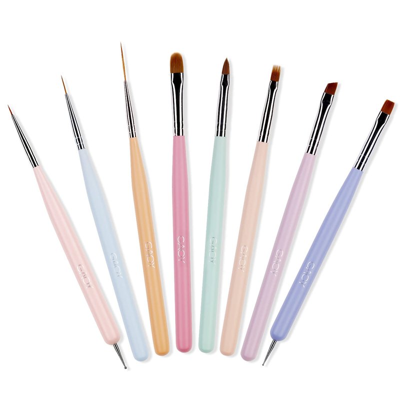 Nail Art Brushes Set - 8 Pcs Detail Painting Tools for French Liner & Dotting | Nail Design Essentials