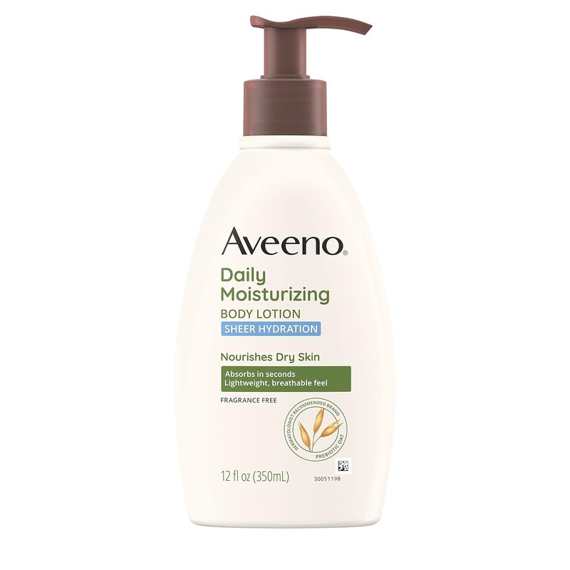 Aveeno Daily Moisturizing Lotion - Fragrance-Free Hydrating Body Moisturizer with Prebiotic Oat | 12 fl. oz (Pack of 2)