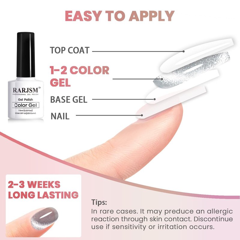 RARJSM Cat Eye Gel Nail Polish Set 6 Pcs Magnetic Sparkle Diamond Glitter Nude Pink Light Purple Red Silver Sheer Pink Velvet Ice Jelly Gel Polish with Magnet Stick UV LED Curing Requires Soak Off