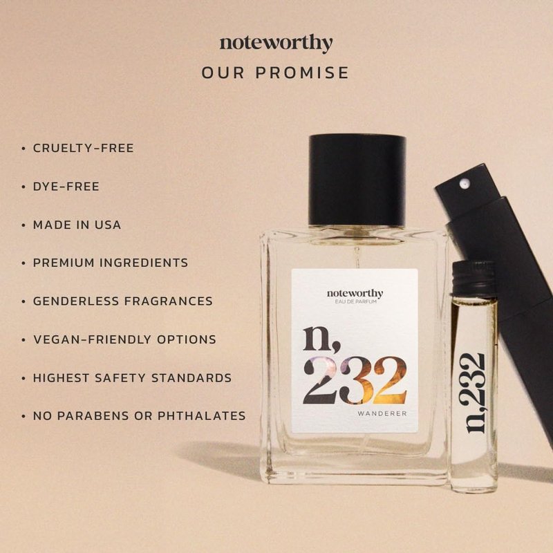 Noteworthy n,232 Wanderer Eau De Parfum – Grapefruit, Leather, Vetiver | Sophisticated, Warm Fragrance for Any Occasion | Long-lasting Unisex Perfume for Women & Men (100ml)