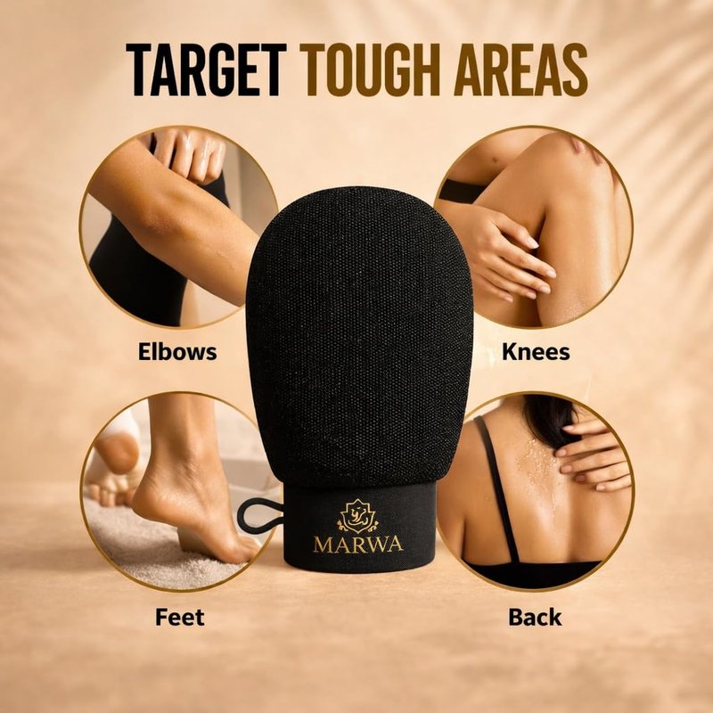 Moroccan Kessa Exfoliating Glove Rough – Deep Hammam Body Scrub Mitt by Dar Marwa – Dead Skin & Callus Remover – Heavy Duty – Made in Morocco