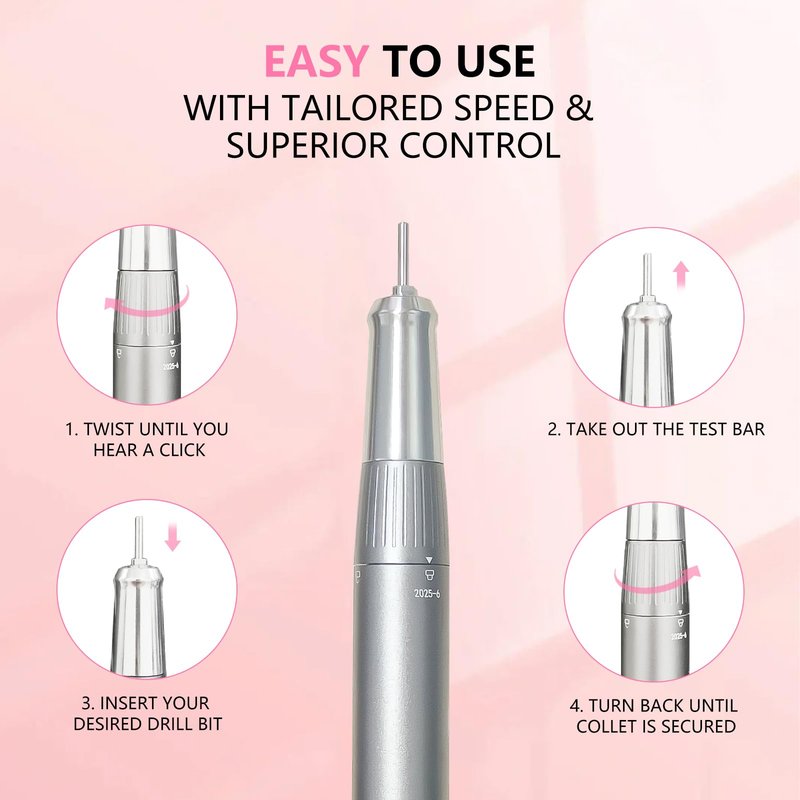 BETE Professional Nail Drill, 40000 RPM Cordless Electric Nail File Kit with 6 Bits, Rechargeable Efile for Acrylic Gel Nails Polishing, Manicure Tools for Salon Home Use, Pink