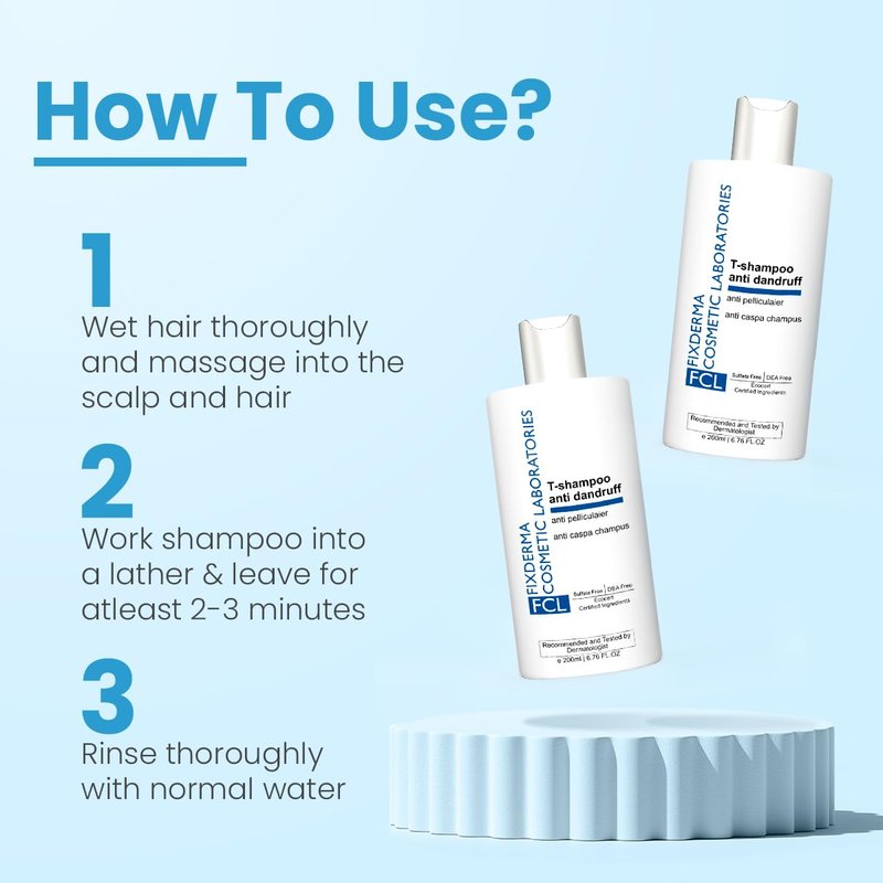 FCL 2% Salicylic Acid T-Shampoo with 1% Tea Tree Oil | Dandruff Shampoo, Psoriasis Shampoo | Itchy Scalp Treatment | Control Excess Oil & Reduces Acne - 6.76 Fl Oz