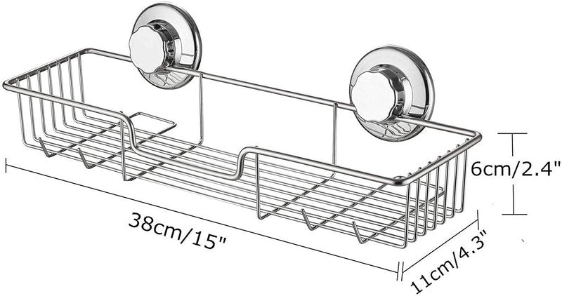 iPEGTOP L-4 Strong Suction Cup Shower Caddy Bath Shelf Storage, Combo Organizer Basket for Shampoo, Soap, Conditioner, Razor Bathroom Accessories - Rustproof Stainless Steel, Chrome
