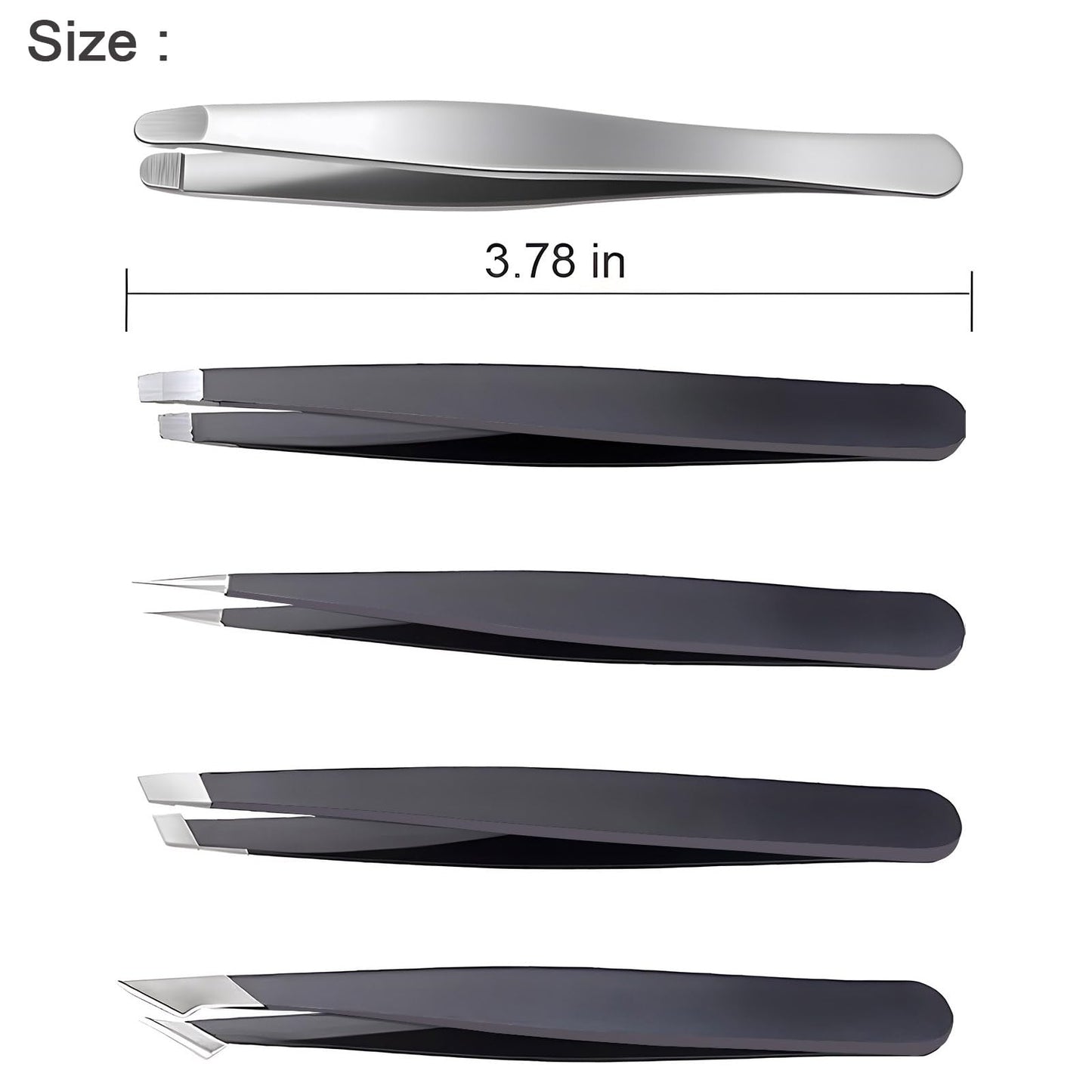 Tweezers for Women Facial Hair, 5Pcs Set, Round tip Eyebrow Tweezer for men, Professional Stainless Steel Pointed Splinter Ingrown Hair removal