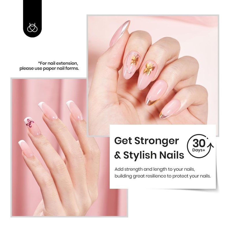 Beetles Builder Gel - HEMA Free 0.5 oz | 8-in-1 Jelly Pink Nail Strengthening Gel for DIY Salon Use