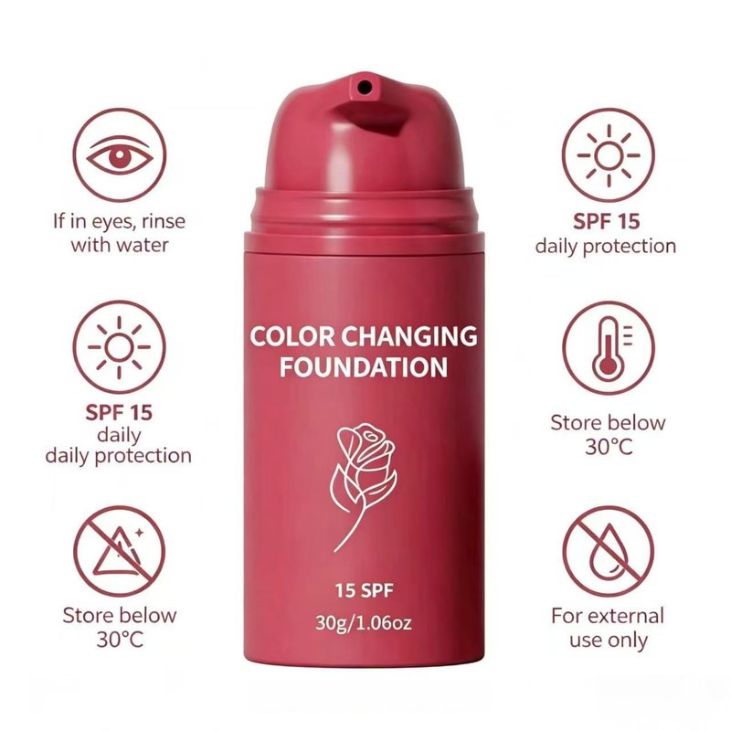 2PCS Color Changing Foundation, Skin Tone Adapting Liquid Foundation for Women, Skin Tone Adapting Liquid Foundation for Natural Finish, Blurs Imperfections & Fine Lines, SPF 15, 1 Fl Oz