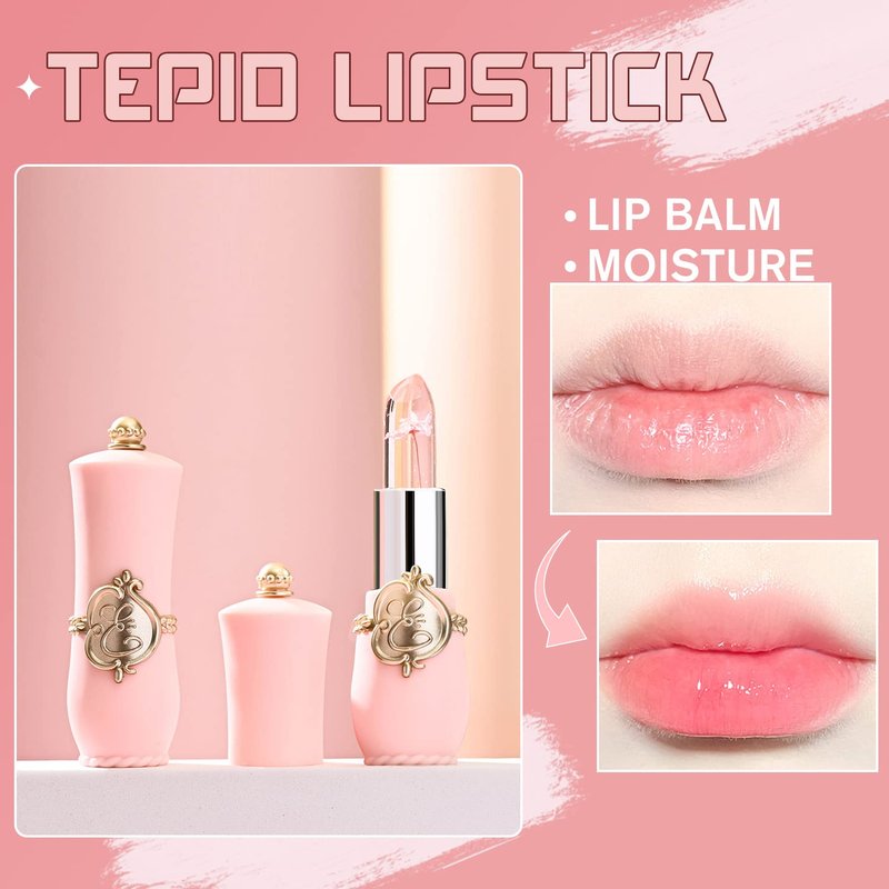 Flower Jelly Lipstick Set - Temperature Changing Moisturizer Balm | Long-Lasting Color (3 Pcs)