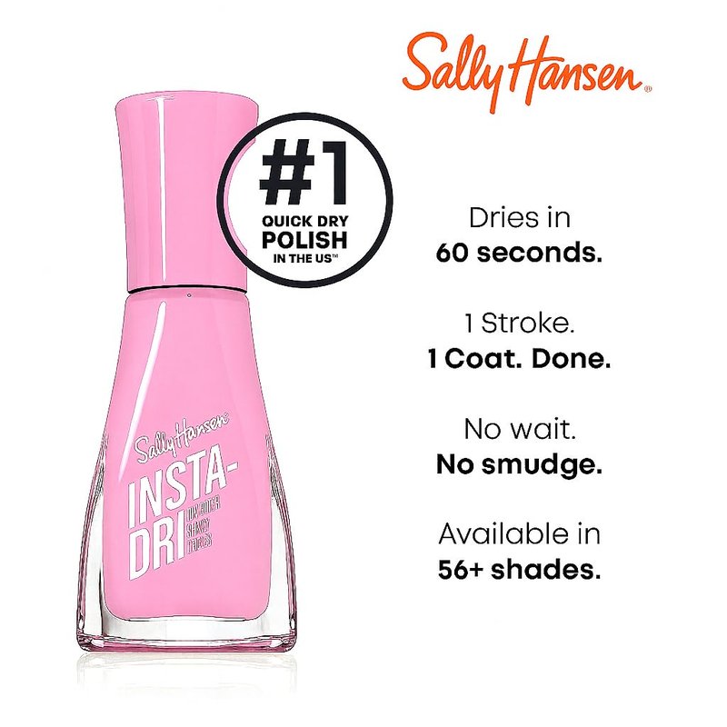 Sally Hansen Insta-Dri Nail Polish | Quick Dry, Long Lasting, Streak-Free Shine | Opaque, Shiny | 315 Fast and Fuchsia | Vibrant Fuchsia Pink Nail Color