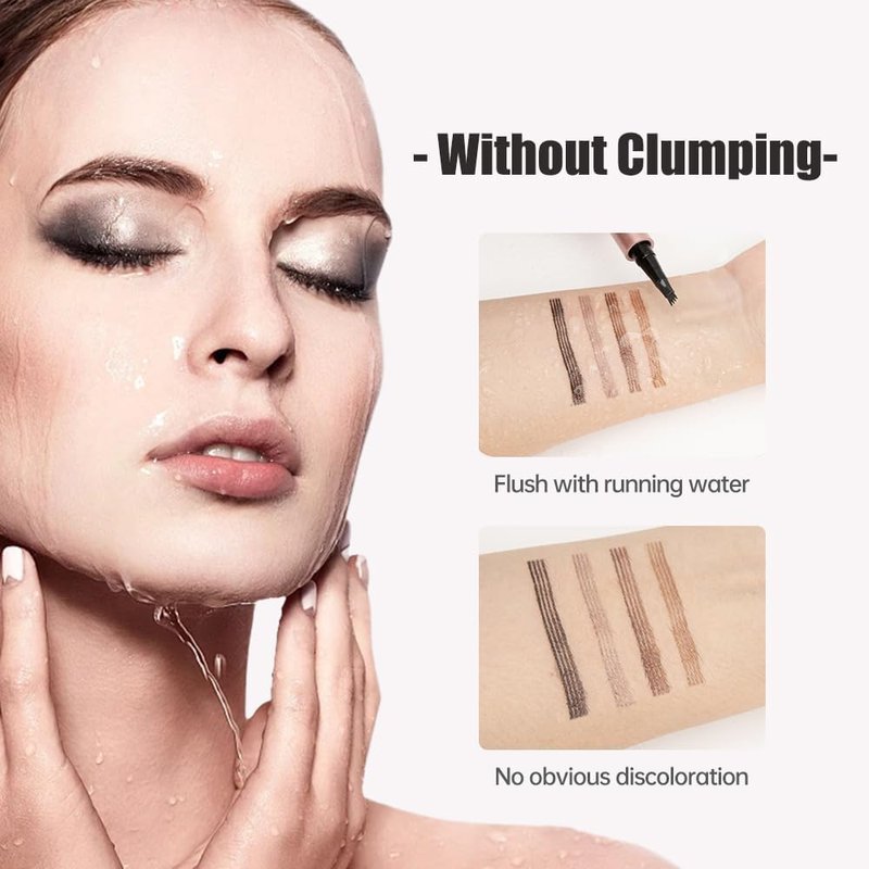 2 Pcs Microblading Eyebrow Pen, Upgraded 3D Waterproof 4-Tip Eyebrow Pencil, Natural Makeup Long-Lasting Fine Stroke Magic Eyebrow Pencil for Women Stay on All Day (Dark Brown(2 Pcs))