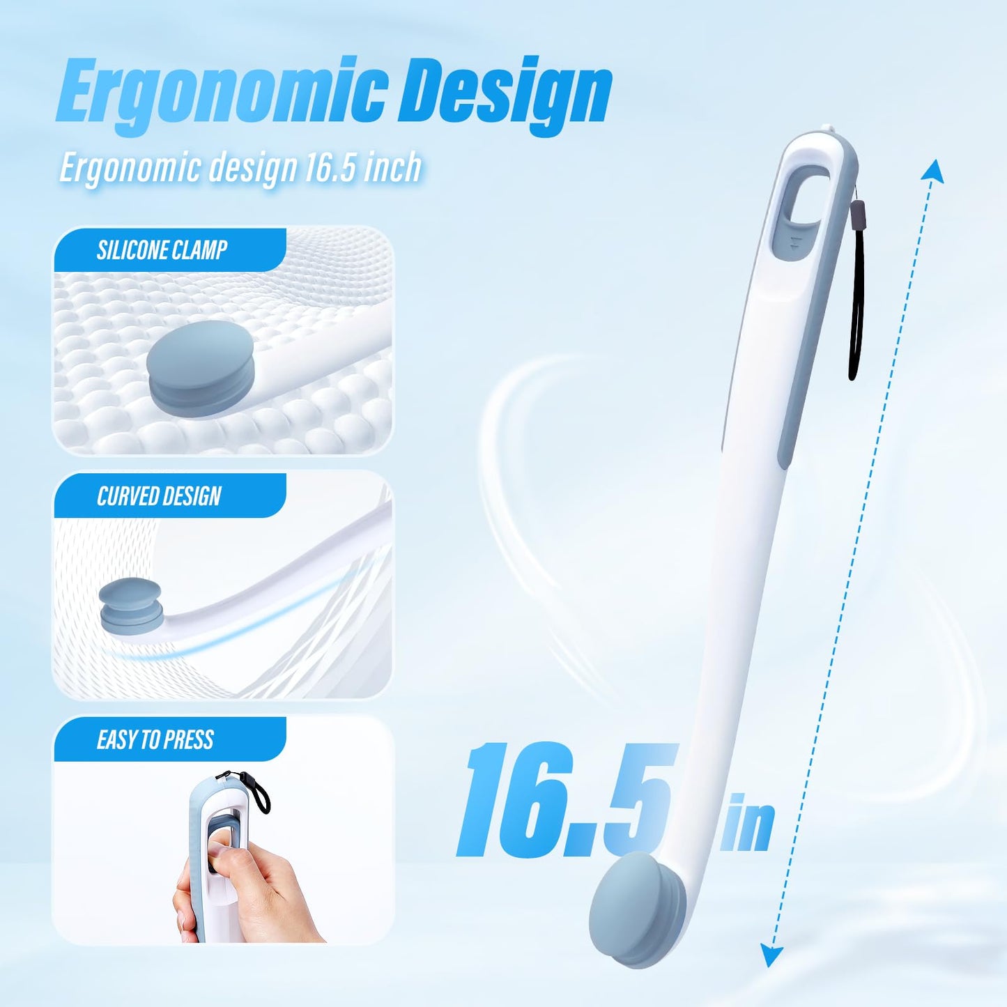 Innovation Toilet Aids for Wiping Bottom, 16.5" Firmly Clamp Bottom Buddy Wiping Aid, Butt Wiper Tool with Replaceable Head for Women, Men, Elderly, Pregnant, Disabled and Surgery Recovery