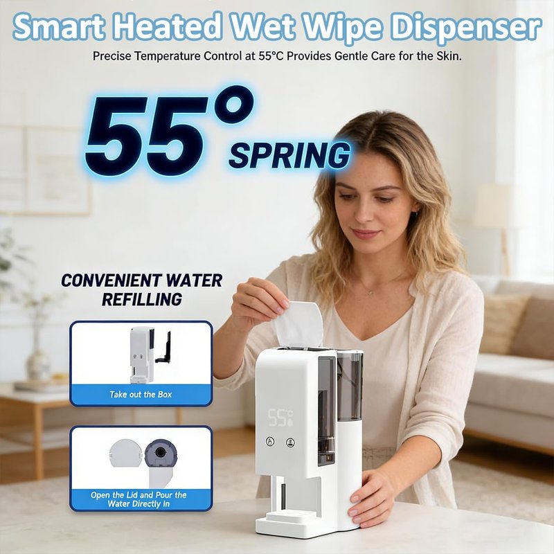 Skiennix Hot Towel Dispenser - Rapid Heating Face Towel Warmer with 500ml Tank & 131°F Temp | 1 Set + 40 Towels