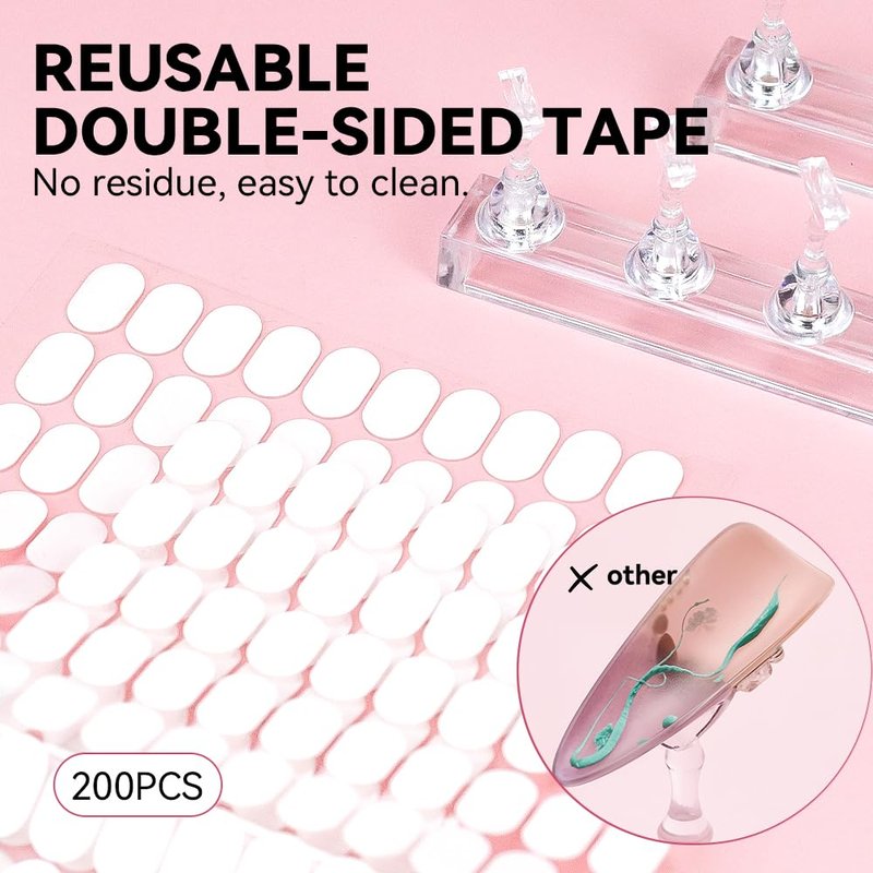 Press On Nail Stand - Magnetic Holder for Painting Nails | 200PCS Sticky Tabs for DIY Art Practice