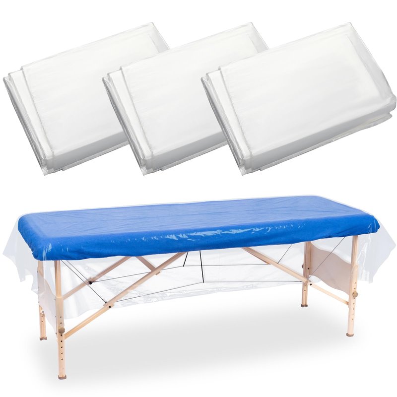 eBoot 100pcs 47" x 90" Disposable plastic Massage Table Sheets Spa Massage Treatment Bed Cover Transparent Beauty Bed Waterproof Film Couch for Tattoo Beauty Chair Sofa Spa Beds Furniture Supplies