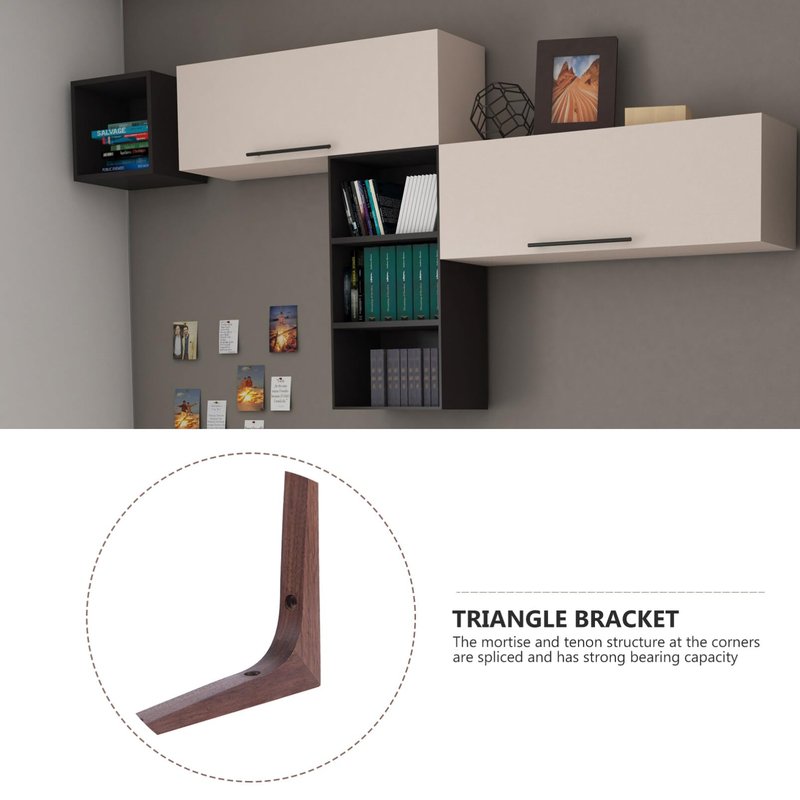 Scicalife Wooden Shelf Bracket 8In – Heavy Duty Floating Support Rustic Walnut Colour – for Wall Mounted Shelves Coffee Bar Bookshelf Decor for Solid Wood Oak Teak Shelves