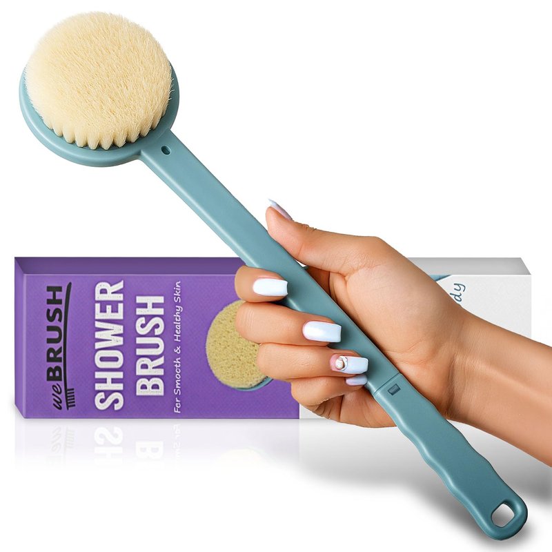 Bath Body Brush for Women & Men, Back Scrubber Shower Brush Exfoliating Back, Body and Feet Scrubbing Soft Nylon Bristles, 15inch Long Handle