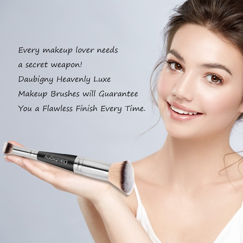 Daubigny Makeup Brushes Dual-ended Foundation Brush Concealer Brush Perfect for Any Look Premium Luxe Hair Rounded Taperd Flawless Brush Ideal for Liquid, Cream, Powder,Blending,Concealer(Angled)