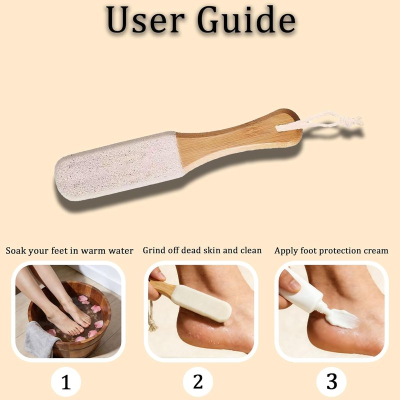 Professional Pedicure Foot File & Pumice Stone Set - Callus Remover with Wooden Handle for Smooth Feet | 2-Pack