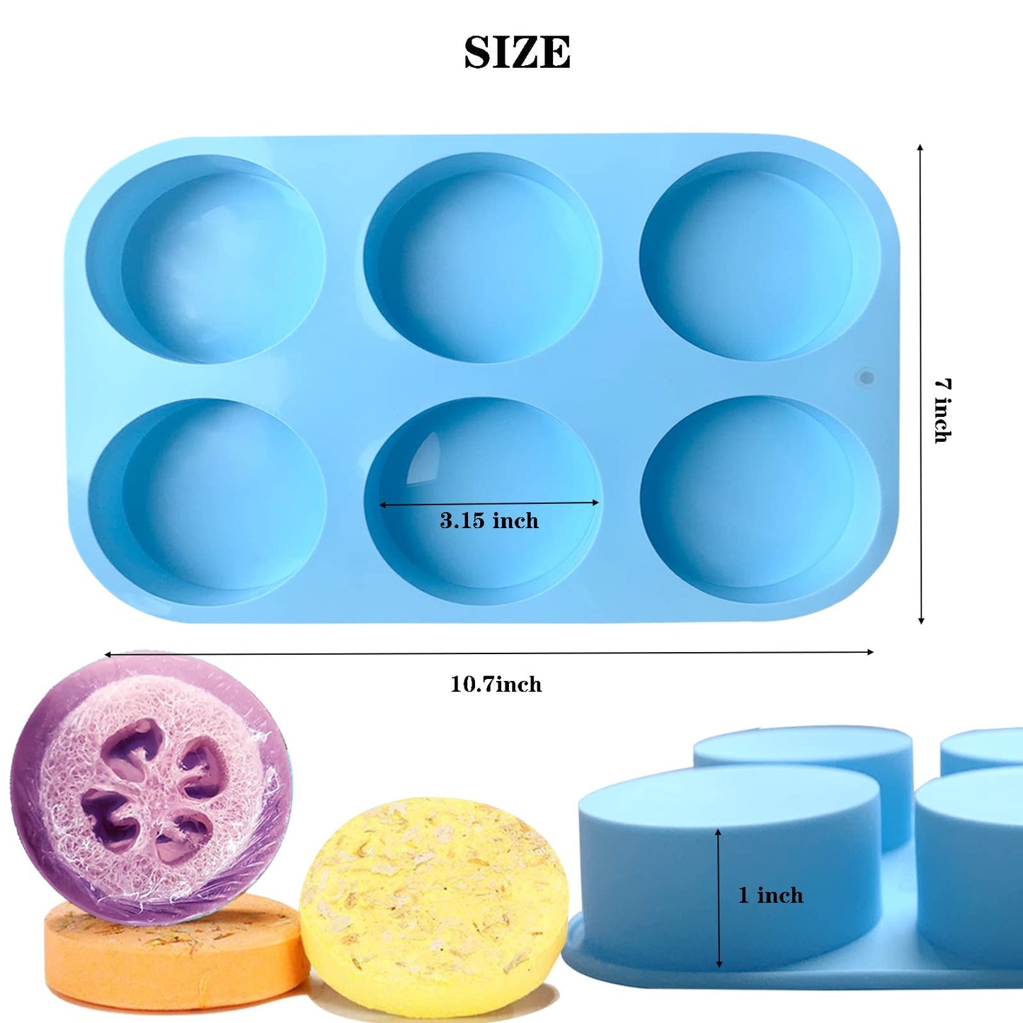Round Soap Molds for Soap Making,2pc 4oz Large Size 6 Cylinder Silicone Molds for Loofah Soap,Bath Bombs,Shower Steamer, Lotion Bars