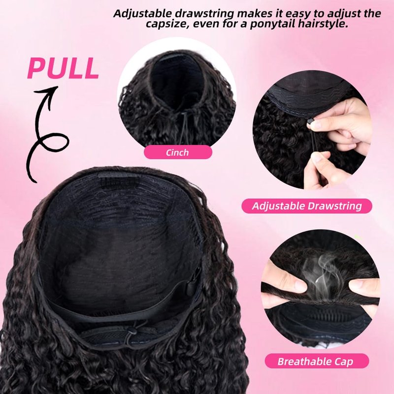 Perismodа Burmese Curly Half Wig - Glueless Human Hair with 200% Density | 18-Inch Kinky Curly Style