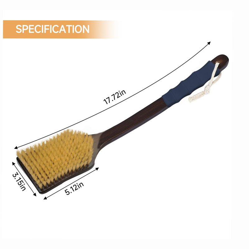 ENAMELEVO Back Scrubber for Shower,Exfoliating Shower for Men with Long Handle,Dry Brushing Body Brush,Lymphatic Contour for Full Body Exfoliation, Skin Cleansing & Lymphatic Drainage
