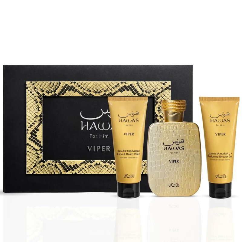 Hawas Viper Perfume Gift Set - 3-Piece Eau de Parfum & Grooming Essentials | 100ml (3.4 Oz)