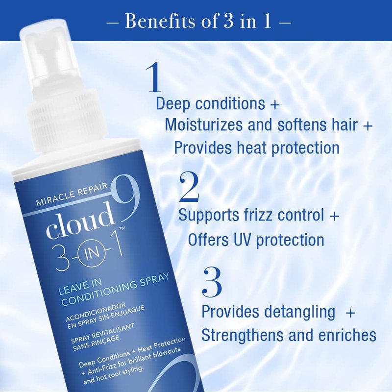 Brocato Cloud 9 Miracle Repair 3-in-1 Heat Protectant Spray - 8.5 Oz | Anti-Frizz & Shine for All Hair Types