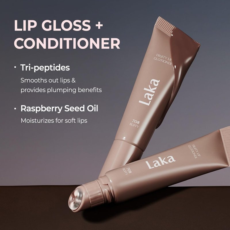 Laka Fruity Lip Glotioner - High Shine Lip Gloss with Vivid Colors | 10ml Jelly Tip for Easy Application