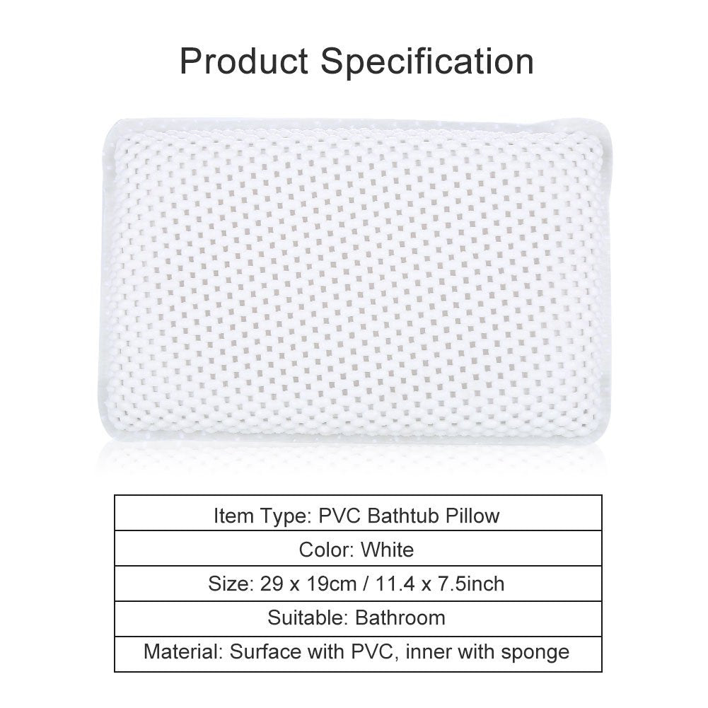 Bath Pillow Bathtub Headrest Soft Neck Support Back Foam Bath Cushion for Tailbone Pillow Pillows tub Head and Neck Bathtub Suction Waterproof Lower Back headrest spa Cup
