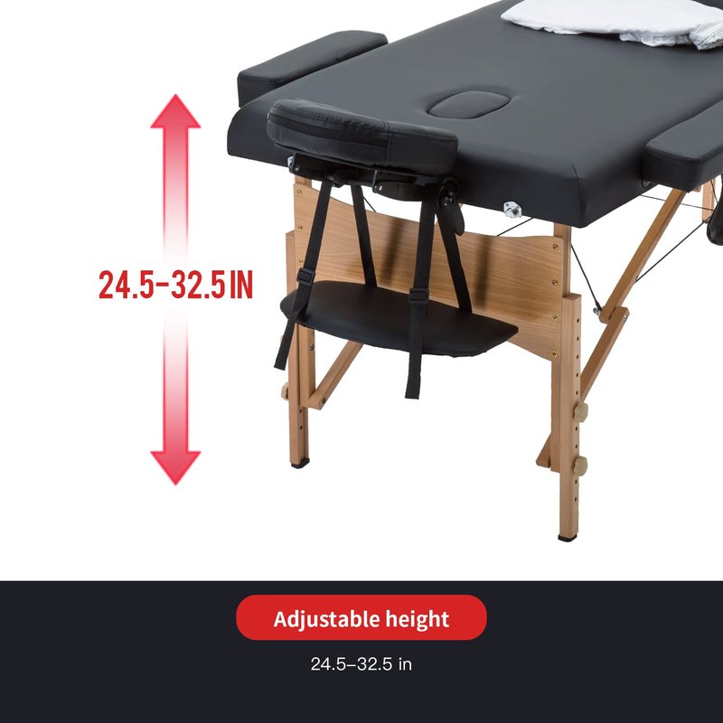 PayLessHere Massage Bed Portable Massage Table 28 inch Wide Lash Bed 2 Folding Height Adjustable Spa Table with Towel Hanger Oil Pouch Half Bolster Round Bolster Non-Woven Bag