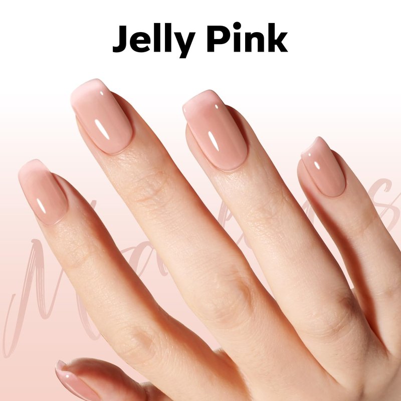 modelones Nude Gel Polish Jelly Natural Pink Gel Nail Polish French Tip Base Color Translucent Soak Off U V Soap Nails for Nail Art Manicure at Home Valentin 15ML