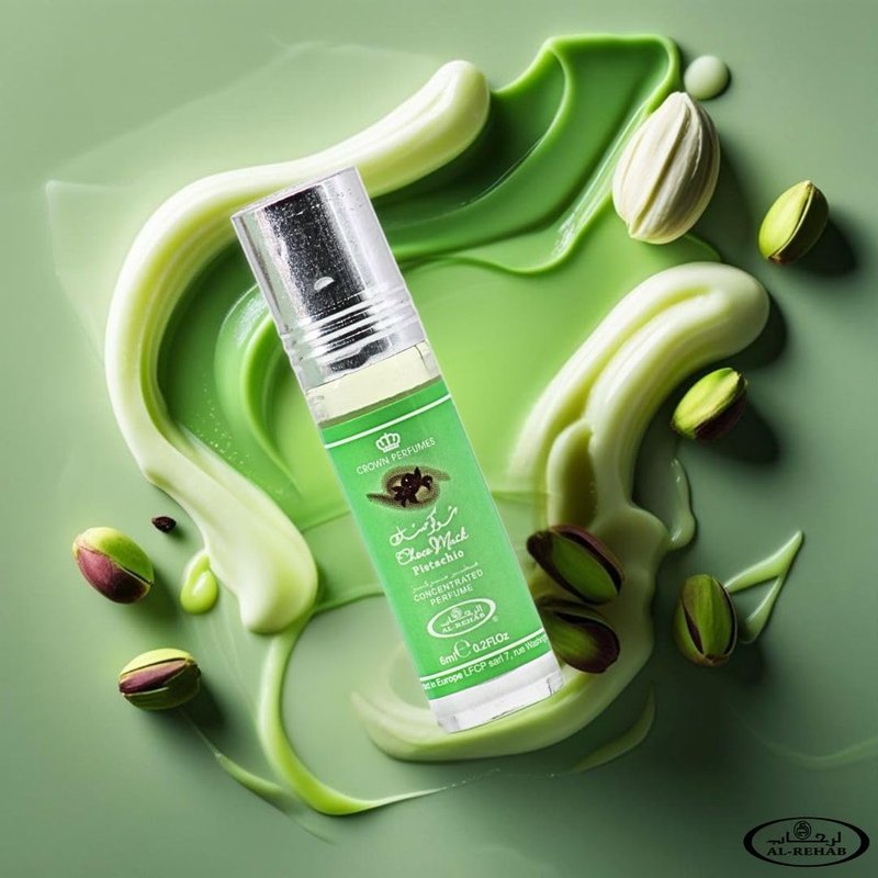 Al-Rehab Choco Musk Pistachio Perfume Oil Roll-On - 6ml (0.2 oz) | Nutty Gourmand Fragrance with Pistachio, Chocolate & Vanilla | Sweet, Creamy & Addictive | Long-Lasting Scent (Pack of 3)