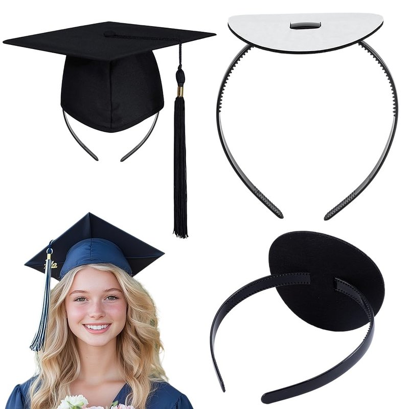 AHANDMAKER 1Pc Graduation Cap Headband Insert Firm Anti-fall HairBand for Grad Cap Graduation Hat Decorations Holder for Students Graduates Women Keep Hairstyle Fixed, Round