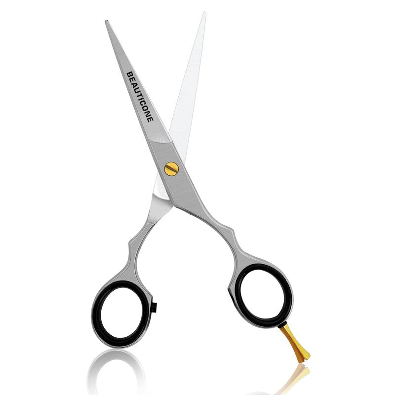 BEAUTICONE ® Hair Cutting Scissors - Professional Barber-Grade Salon Shears with Serrated & Razor Edge - Silver Premium & Extra Accs - Ultra Lightweight