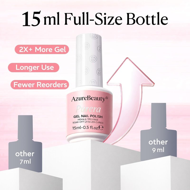 AZUREBEAUTY 6 Colors 15ml HEMA Free Jelly Purera Gel Nail Polish Set, Same Color Bottles, Soak Off UV LED Gel Polish Kit Nail Art for DIY at Home Manicure Salon Gifts, Milky White Pink Neutral Sheer