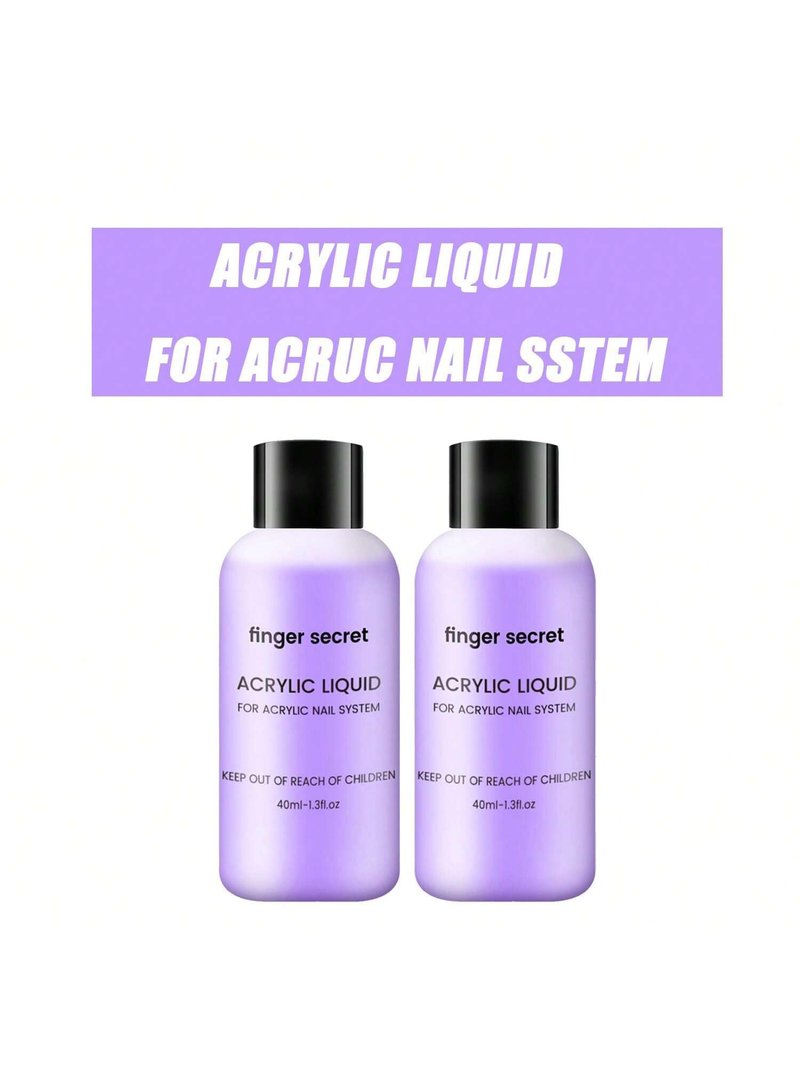 finger secret Acrylic Monomer Liquid,2PCS Nail Acrylic Liquid 40ml/1.3fl.oz,Monomer Acrylic Nail Liquid,Acrylic Liquid for Acrylic Powder Nails Extension for Nail Art Manicure DIY