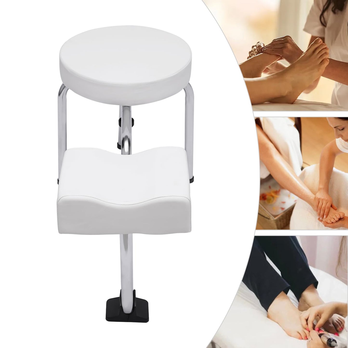 SODONAD Salon Pedicure Stool, Pedicure Foot Rest Stool Chair, Height Adjustable Leg Rest PVC Leather Pad Foot Rest Chair for Manicurists, Pedicurists, Tattoo Artists, Makeup Artists