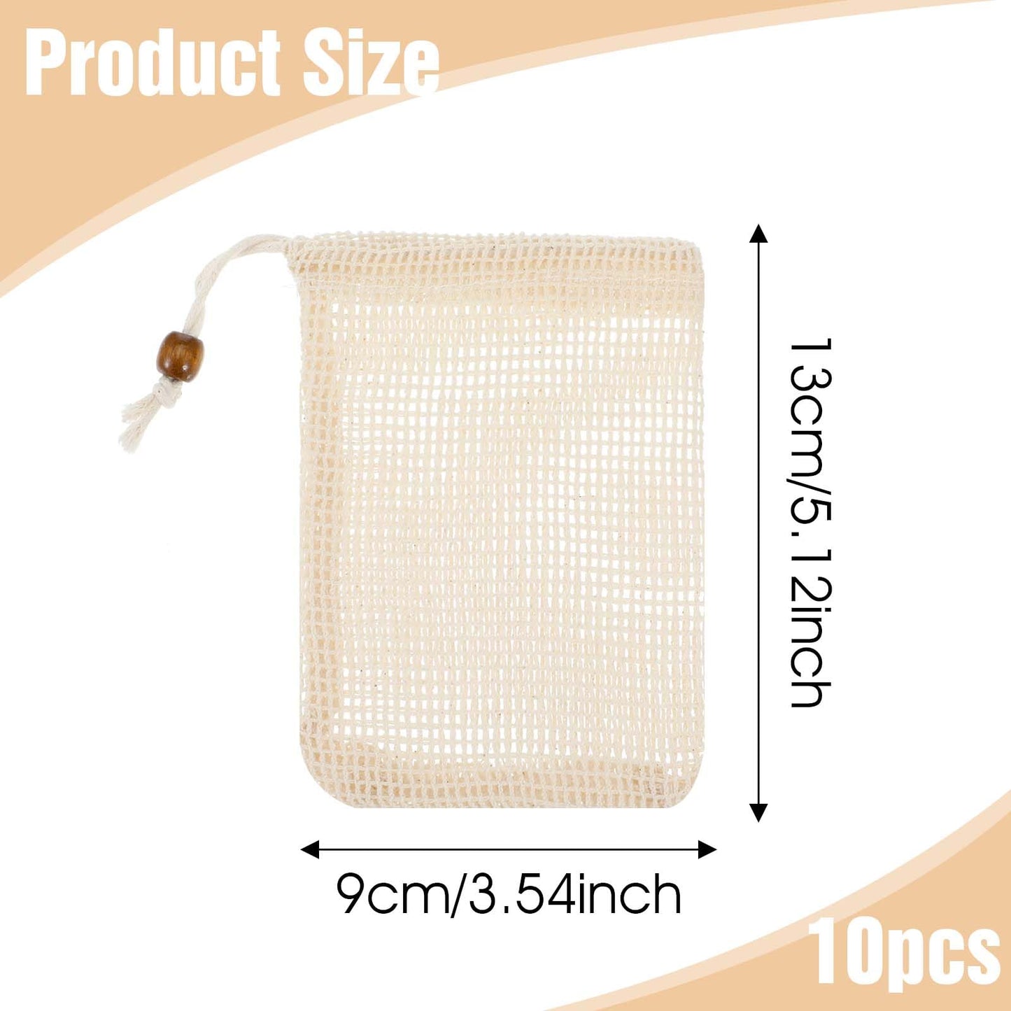 cobee 10 Pack Soap Bag, Pure Cotton Soap Saver Bag, Mesh Exfoliating Soap Bag Pouch, Foaming Drying Soap Holder for Shower(Pure Cotton)