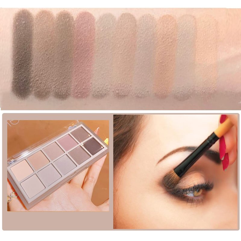 Aaiffey 10 Colors Eyeshadow Palette,Highly Pigmented Matte Eyeshadow Cement Color Eye shadow Shades Waterproof Cool-tone Eye Makeup Palette Velvety Texture Neutral Eyeshadow,04#