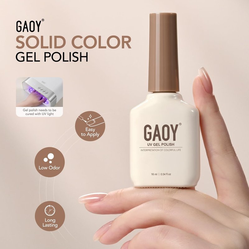 GAOY Gel Nail Polish - Soak Off UV Light Cure for DIY Manicure | 16ml Beige 2046