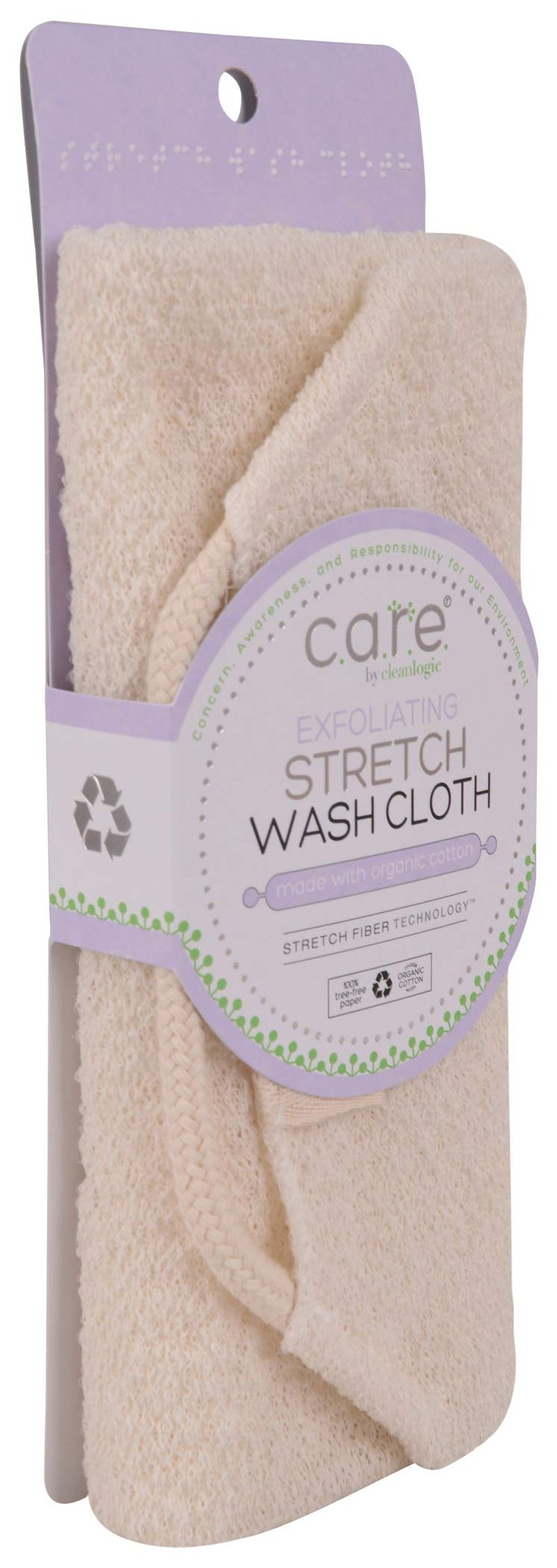 CleanLogic Sustainable Exfoliating Stretch Bath and Shower Wash Cloth, Certified Organic, 1 Count (Pack of 1)