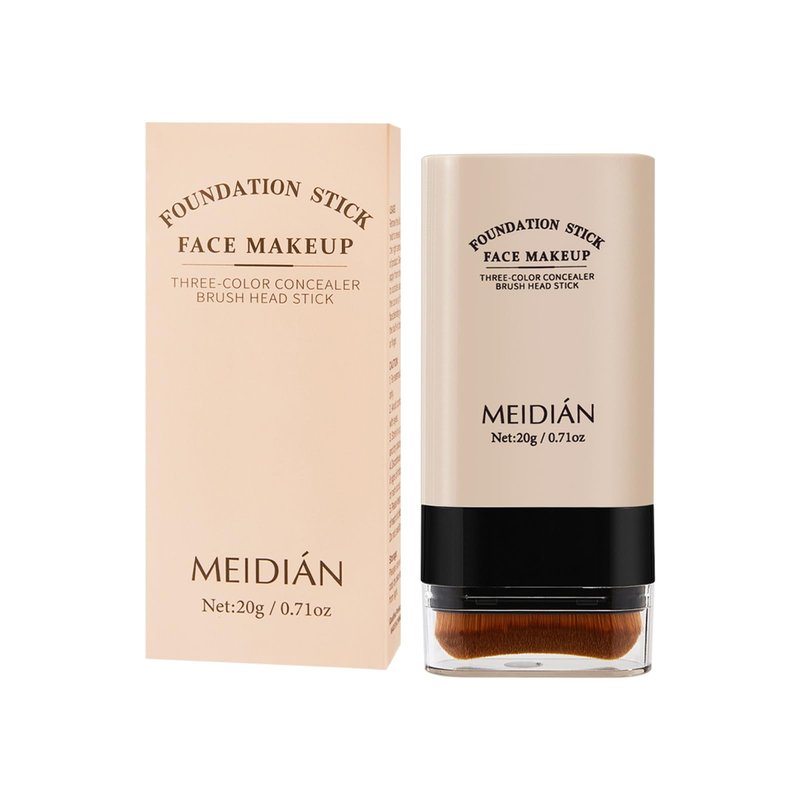 Foundation Stick 2 in 1 Dual-Ended Concealer Stick Soft & Lightweight, Face Contouring foundation with Brush Skin-Friendly, Evens Tone for a Smooth, Delicate Makeup Look 01Natural Color
