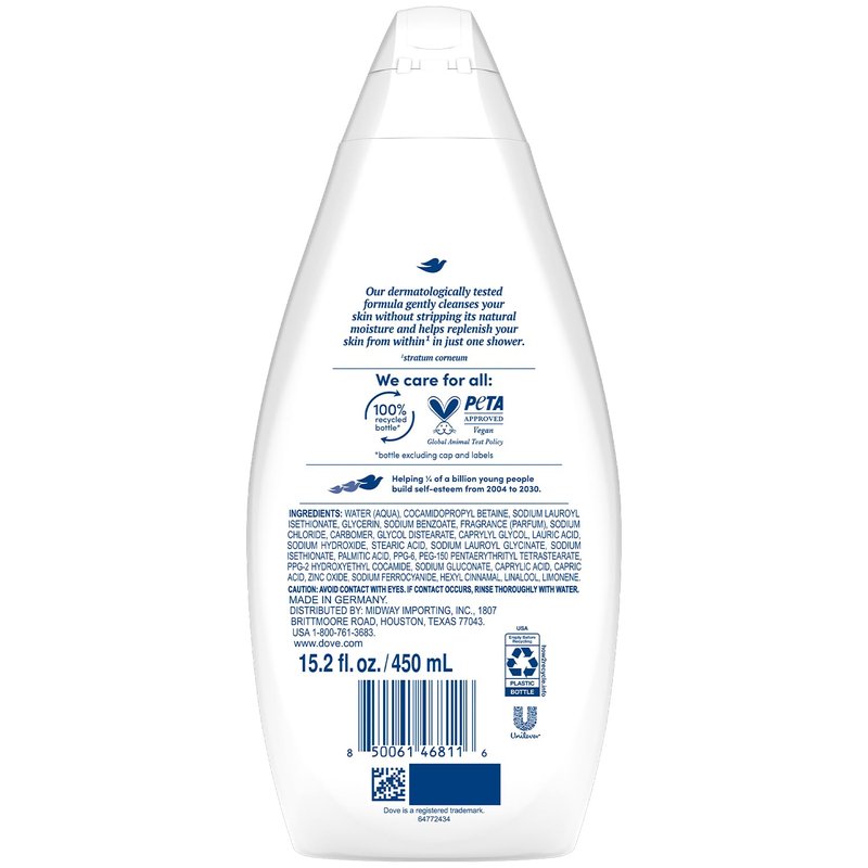 Dove Body Wash, Hydrate 4-Pack – Moisturizing Cleanser for Smooth, Soft Skin, 15.2 Oz Ea